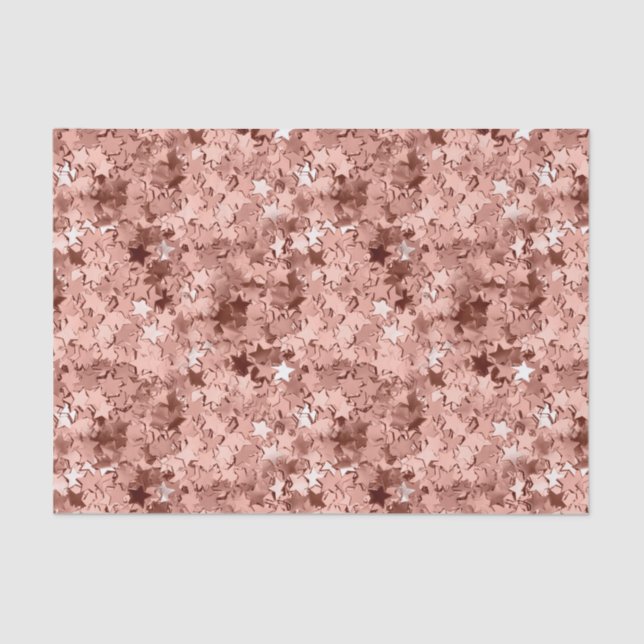 Rose Gold Star Confetti Metallic Look Seidenpapier (Vorderseite)
