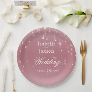 Rose Gold Star Lights Pappteller