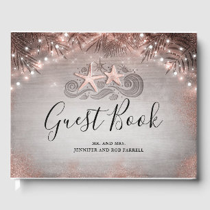 Rose Gold Starfish Tropical Beach Hochzeit Gästebuch