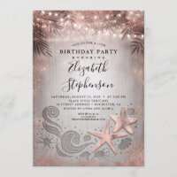 Rose Gold Starfish Tropical Beach Lights Geburtsta