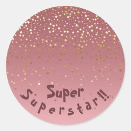 Rose Gold Stars als Superstar Runder Aufkleber