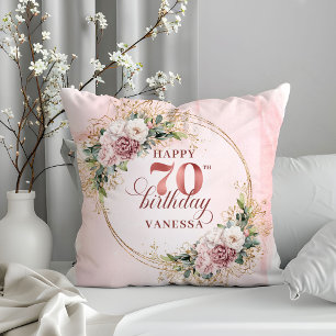 Rose Gold Staubrosa Florales Kissen 70. Geburtstag