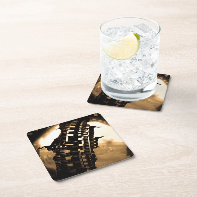 Rose Gold Steampunk Rechteckiger Pappuntersetzer (Vor Ort)