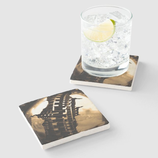 Rose Gold Steampunk Steinuntersetzer (Seitenansicht)