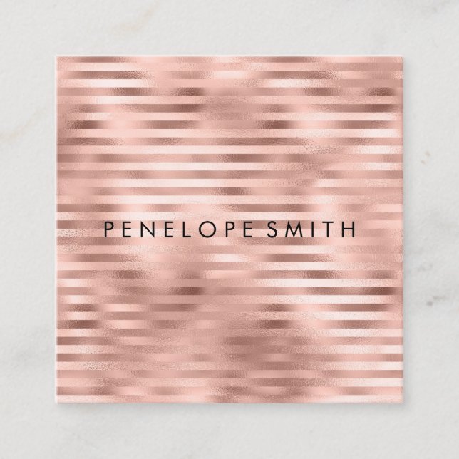 Rose Gold Streifen Beauty Stylist Quadratische Visitenkarte (Vorderseite)
