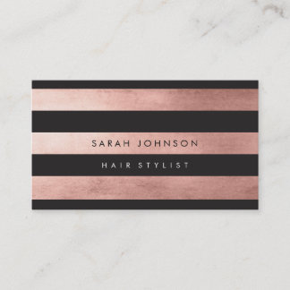 Rose Gold Streifen Haarstylist Business Cards Visitenkarte