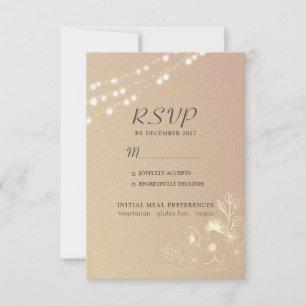 Rose Gold String Lights Hochzeit RSVP Card Karte