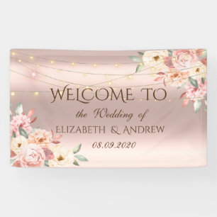 Rose Gold String Lights Rose Hochzeitsbanner Banner