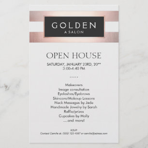 Rose Gold Striped Hair Salon and Spa Flyer