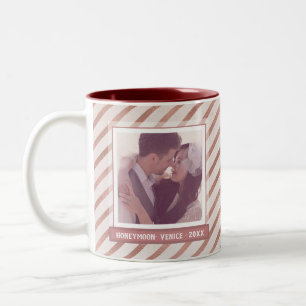 Rose Gold Striping Elegantes Foto und Text Zweifarbige Tasse