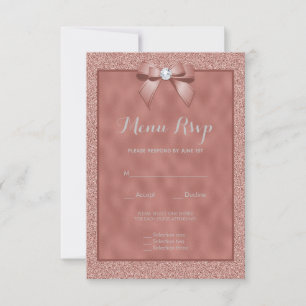 Rose Gold & Stylish Glitzer Menü UAWG RSVP Karte
