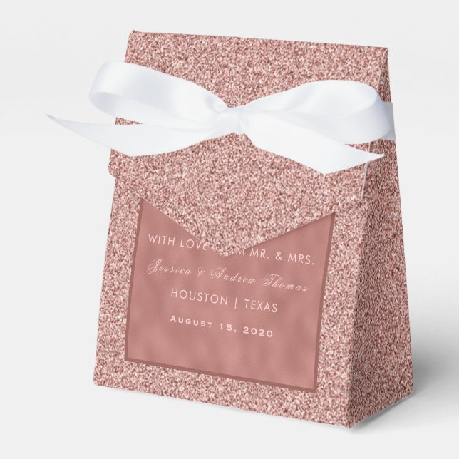 Rose Gold & Stylish Glitzer Wedding Geschenkschachtel (Vorderseite)