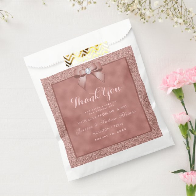 Rose Gold & Stylish Glitzer Wedding Geschenktütchen (Versiegelt)