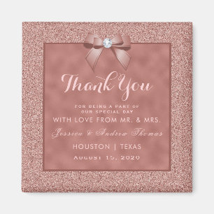Rose Gold & Stylish Glitzer Wedding Magnet