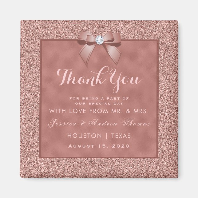 Rose Gold & Stylish Glitzer Wedding Magnet (Vorne)