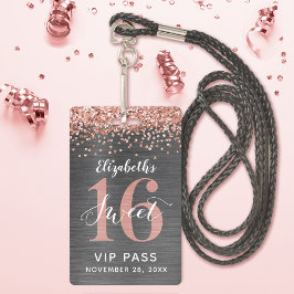 Rose Gold Sweet 16 Geburtstag VIP-Abzeichen Ausweis