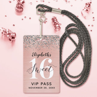 Rose Gold Sweet 16 Geburtstag VIP Ausweis