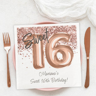 Rose Gold Sweet 16. Geburtstagsparty Serviette