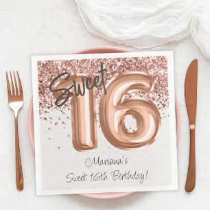 Rose Gold Sweet 16. Geburtstagsparty Serviette
