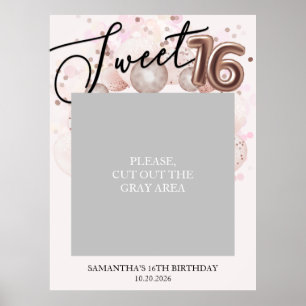 Rose Gold Sweet 16 Tagesballons Foto Prop Pink Poster