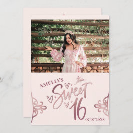 Rose Gold Sweet 16 Thank you card Template Einladung