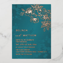 Rose Gold Teal Floral Wedding