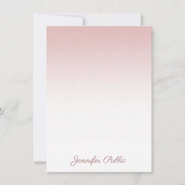 Rose Gold Template Handwriting Script Name Modern Mitteilungskarte (Vorderseite)