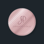 Rose Gold Template Monogram Moderne Elegant Magnet<br><div class="desc">Rose Gold Template Monogram Moderne elegante Round Magnet.</div>