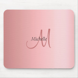 Rose Gold Template Trendy Monogram Elegant Mousepad