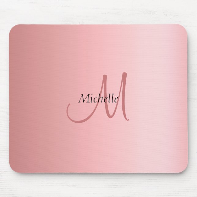 Rose Gold Template Trendy Monogram Elegant Mousepad (Vorne)