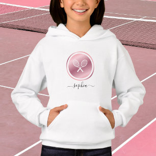 Rose Gold Tennis Rackets Kids Player Name Niedlich Hoodie