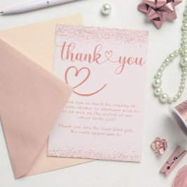Rose Gold Thank You Confetti Heart Script Dankeskarte