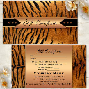 Rose Gold Tiger Schönheits-Geschenkgutschein Vorla Rabattkarte