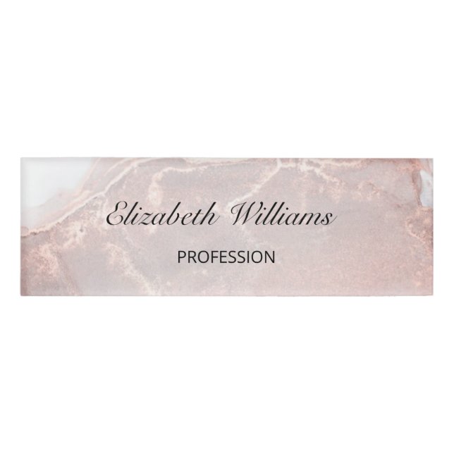Rose Gold Tinte Marmor Namenschild (Vorderseite)