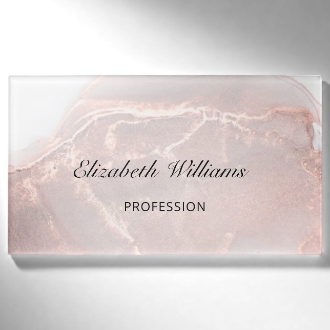 Rose Gold Tinte Marmor Namenschild (Vorderseite)