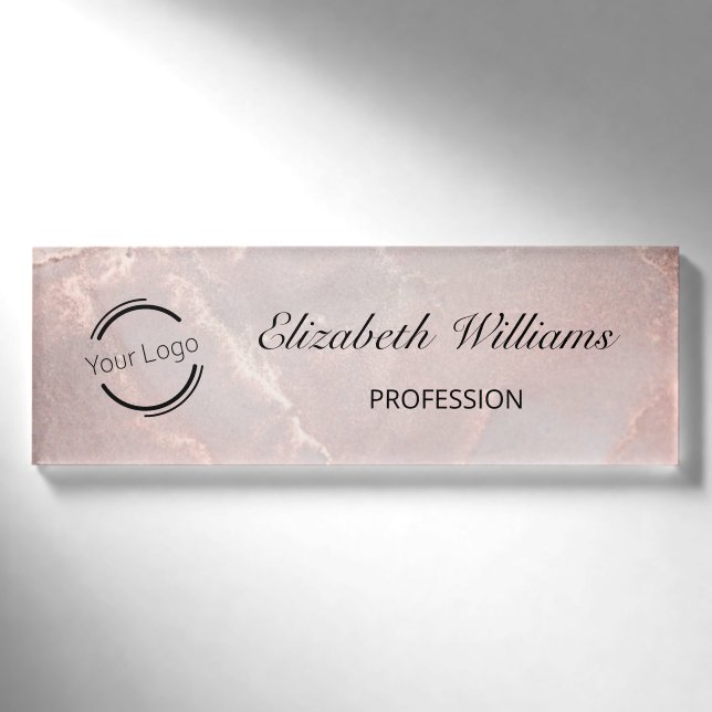 Rose Gold Tintenmarmor  Namenschild (Vorderseite)
