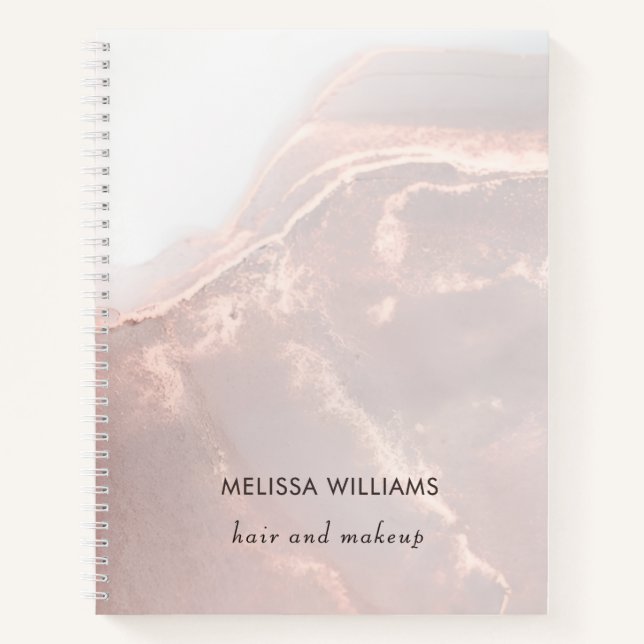 Rose Gold Tintenmarmor  Notizbuch (Vorderseite)