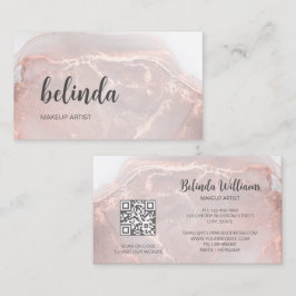 Rose Gold Tintenmarmor | QR-Code Visitenkarte