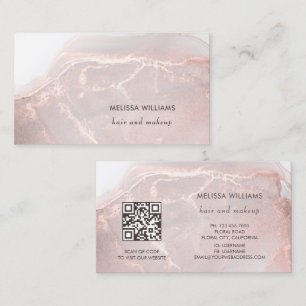 Rose Gold Tintenmarmor   QR-Code Visitenkarte