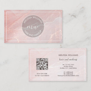 Rose Gold Tintenmarmor   QR Code Visitenkarte