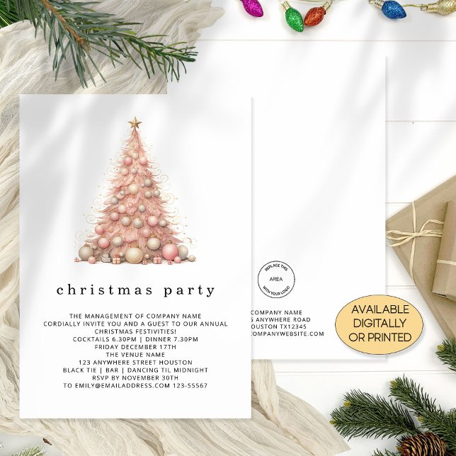Rose Gold Tree Company Logo Weihnachts-Party Einladung (Von Creator hochgeladen)