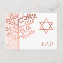 Rose Gold Tree of Life Bat Mitzvah UAWG RSVP Karte