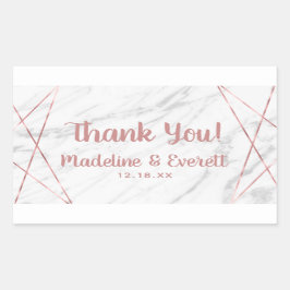 Rose Gold Triangle Hochzeit aus weißem Marmor Viel Rechteckiger Aufkleber