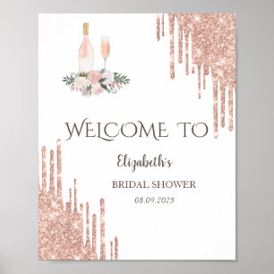 Rose Gold Tropf Brunch & Bubbly Brautparty Poster