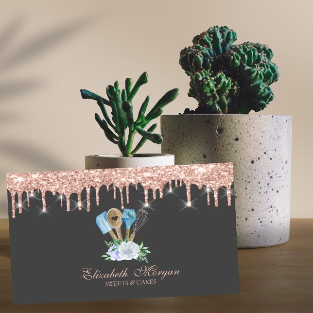 Rose Gold Tropfen Bäckereihandwerkzeuge Visitenkarte (Von Creator hochgeladen)