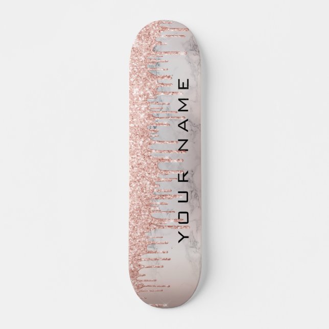 Rose Gold Tropfen Benutzerdefinierter Mädchenname Skateboard (Vorne)