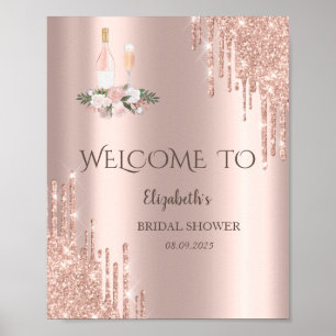 Rose Gold Tropfen Brunch & Bubbly Brautparty Poster