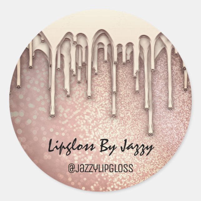 Rose-Gold-Tropfen für kleine Unternehmen Runder Aufkleber (Vorderseite)