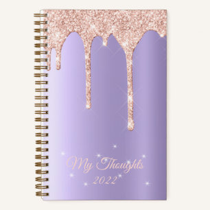Rose Gold Tropfen Glitzer Benutzerdefiniertes Text Notizbuch