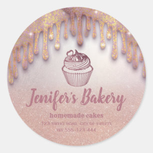 Rose Gold Tropfen Hausgemachte Kuchen und Süßigkei Runder Aufkleber